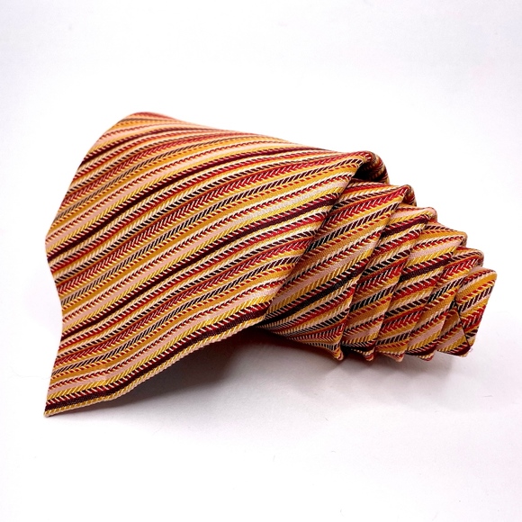 Valentino Other - Valentino Tie Orange Red Striped Pattern Silk
